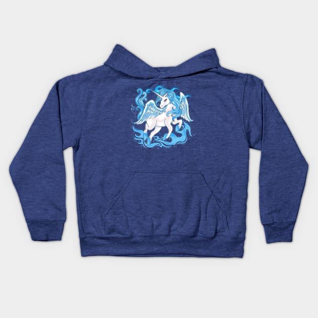 Water Unicorn Pegasus Pony Kids Hoodie by machmigo